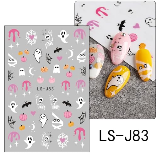 Halloween Nail Art Stickers 12 Sheets 3D Self-Adhesive Decals