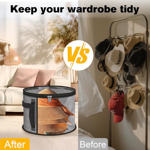 Large Clear Hat Storage Organizer Bag for Travel & Closet - Holds 5-7 Hats
