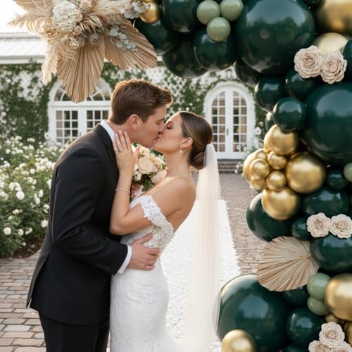 Emerald Green Balloon Garland Kit - 130pcs Dark Green & Gold