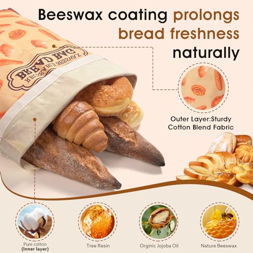 Premium XL Beeswax Bread Bags for Sourdough - Reusable & Eco-Friendly