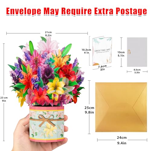 Pop Up Bouquet Card - 3D Flower Card with Envelope for All Occasions
