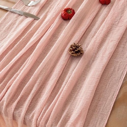 Pink Cheesecloth Table Runner 35x120 Inches for Fall Party & Home Decor - Blush Pink