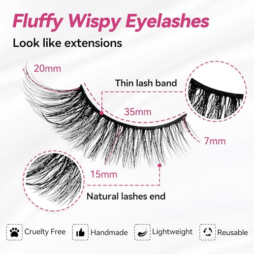 CINYOLA Fluffy Wispy False Eyelashes 10 Pairs D Curl Cat Eye Fake Lashes