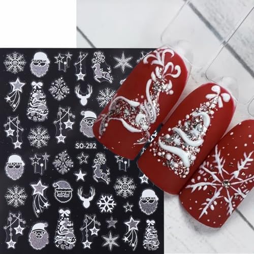 Christmas 3D Self-Adhesive Nail Art Stickers Decals 6 Sheets