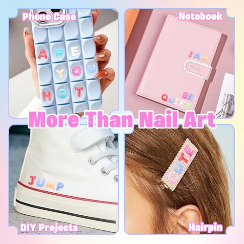 Jyukan 300Pcs Resin Letter Nail Art Charms Cute Flatback Alphabet Gems