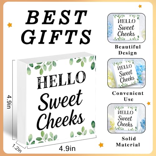 Hello Sweet Cheeks Wooden Box Sign | Funny Bathroom Decor