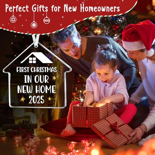 New Home Christmas Ornament 2025 – First Christmas in Our New House Glass Keepsake