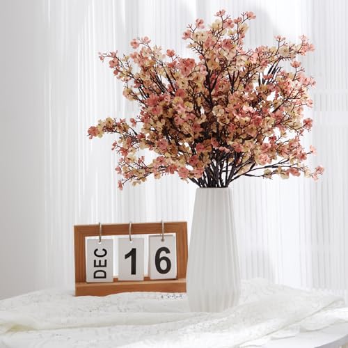8 Pcs Beige Brown Artificial Baby's Breath Flowers - Silk Bouquets for Home Decor