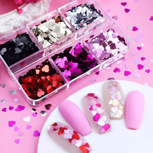 SeBneny Valentine Heart Chunky Glitter Holographic Nail Sequins