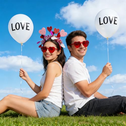 Valentine Red Glitter Heart Headband for Women Romantic Party Hair Accessory