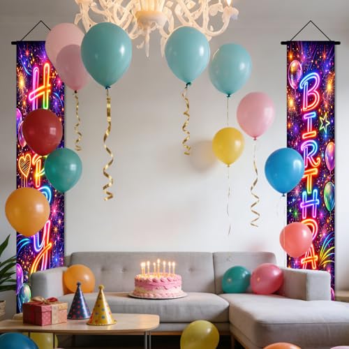 Nuxovilar Music Note Happy Birthday Porch Banner 71x12 Inches