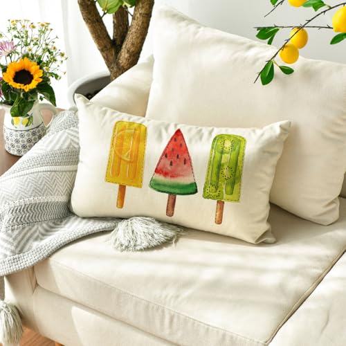AVOIN Colorlife Summer Fruit Popsicle Pillow Cover 12x20