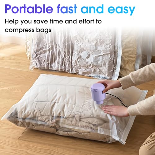 SZO Electric Vacuum Pump for Storage Bags, Purple - Compact & Portable