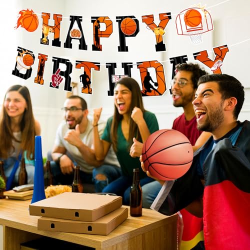 Basketball Happy Birthday Banner Set - Party Decorations for Kids & Teens