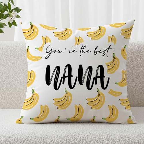 Nana Banana Throw Pillow Cover 18x18 - Funny Grandmother Gift for Home Decor