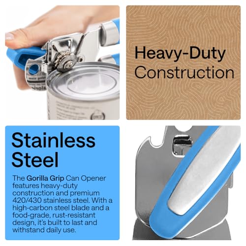 Gorilla Grip Manual Can Opener - Stainless Steel, Aqua