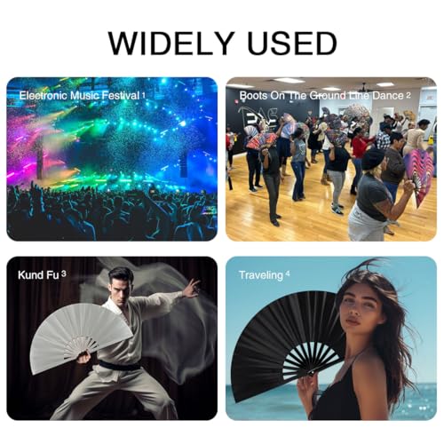 13" Folding Rave Fan with Holster - Durable Clack Sound for Festivals