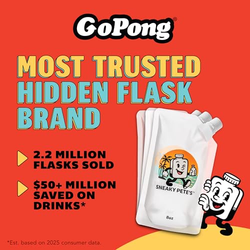 GoPong Sneaky Pete's 12 Pack Reusable Discreet Liquor Flasks - 8 oz