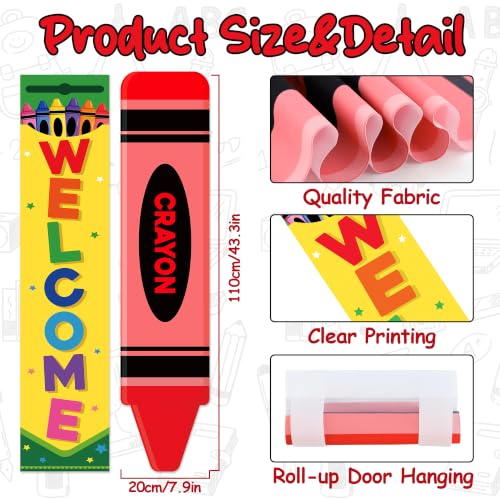 2 Pcs Crayon Classroom Door Window Cover - Back to School Decor