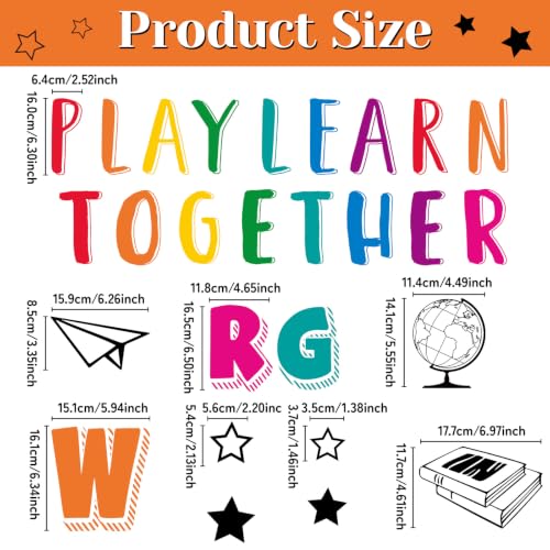 Motivational Wall Decals Set - Play Learn Grow Together Decor