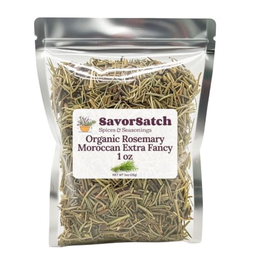 SavorSatch Organic Moroccan Whole Leaf Rosemary Herb - 16oz Resealable Pouch