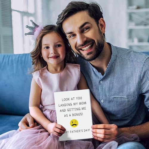 Funny Step Dad Father's Day Card with Premium Red Envelope