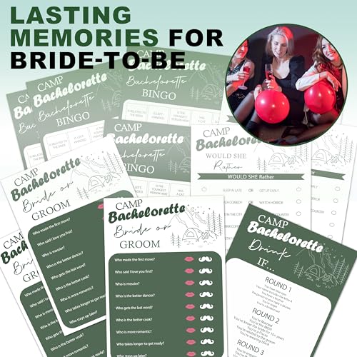 Green Bachelorette Party Games Set - Bridal Shower & Girls Night Favors