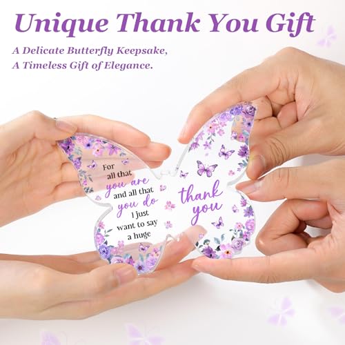 Glydein Purple Butterfly Acrylic Thank You Plaque - Appreciation Gift