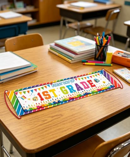 First Day of 1st Grade Photo Sign Banner for Back to School Decorations