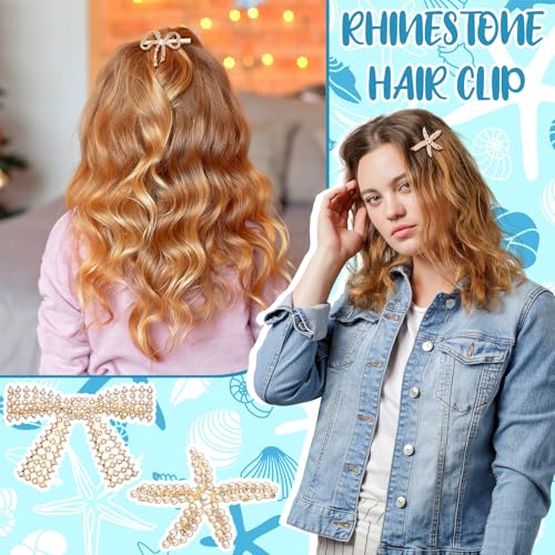 XunYee 10 Pcs Rhinestone Butterfly Flower Hair Clips Metal Barrettes