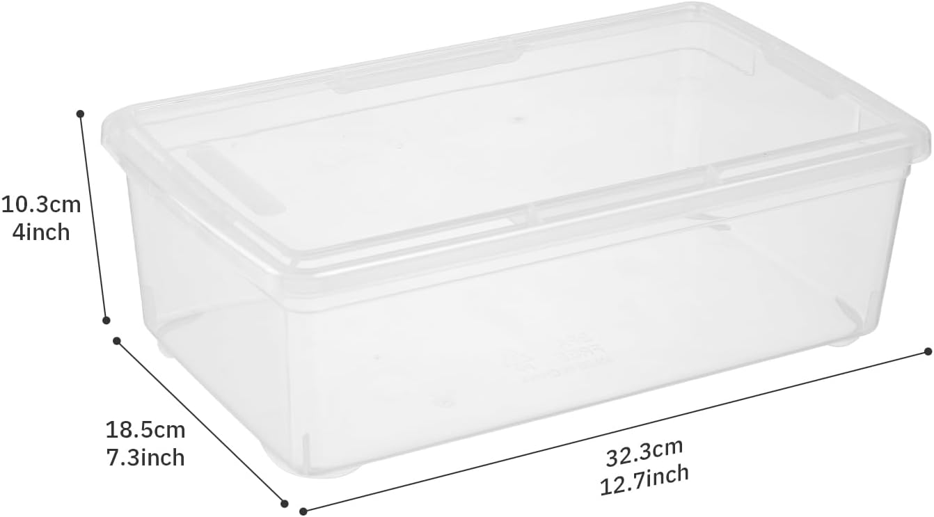 Stackable Clear Storage Bins - 12-Pack Plastic Shoe Boxes with Lids | 6 Quart Latching Containers