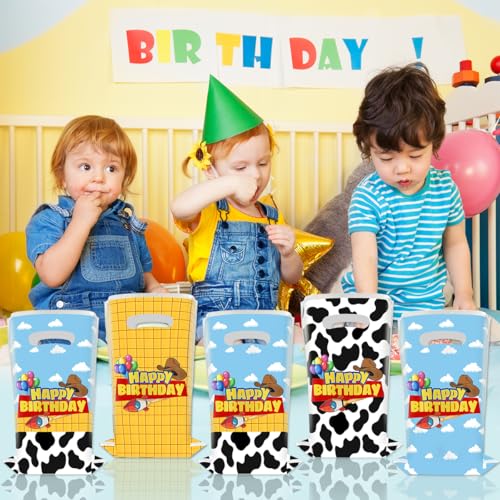 40PCS Cartoon Party Favor Bags for Kids Birthday Blue Sky Cloud Cow Print