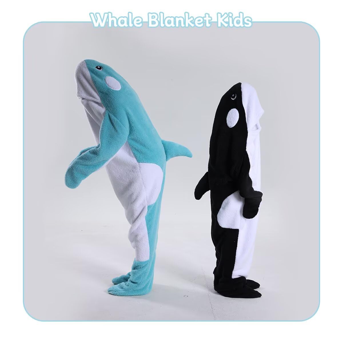 Whale Blanket Hoodie Onesie Adult Wearable Whale Blanket Soft Cozy Costume Onesie Pajamas Cartoon Animals Sleeping Bag Black, XX-Small