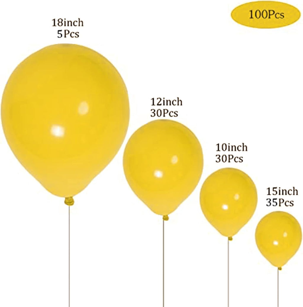 Skiennix Latex Balloons - 100-Pack Party Balloon Garland Kit | Assorted Sizes 5-18 Inches in Mustard
