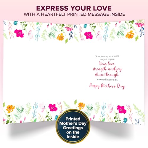 First Mother's Day Card for New Moms - 5x7in Floral Design