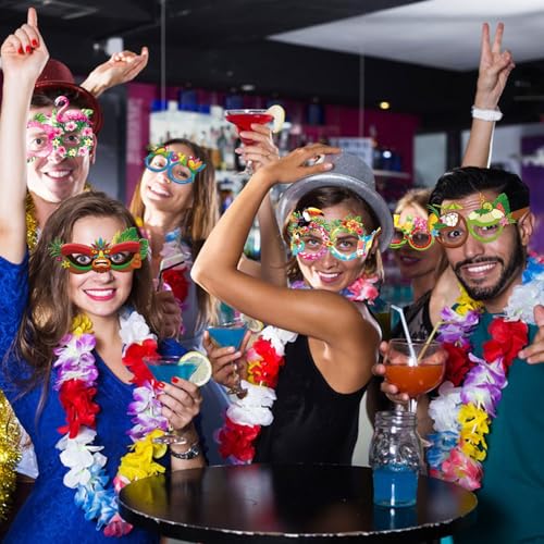Openfly 16-Pack Hawaiian Paper Glasses Tropical Beach Party Photo Props