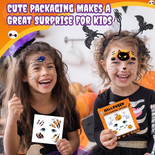 Partywind Halloween Temporary Face Tattoos for Kids 12 Sheets