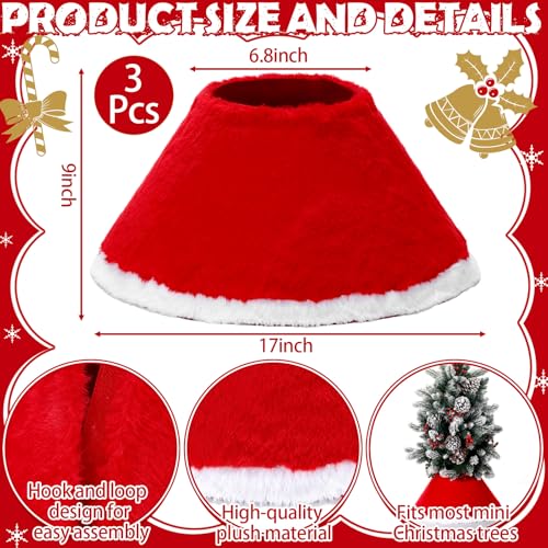 Mini Christmas Tree Collar Set - 3 Pcs Red Plush for 2-4 ft Trees - Variation 3