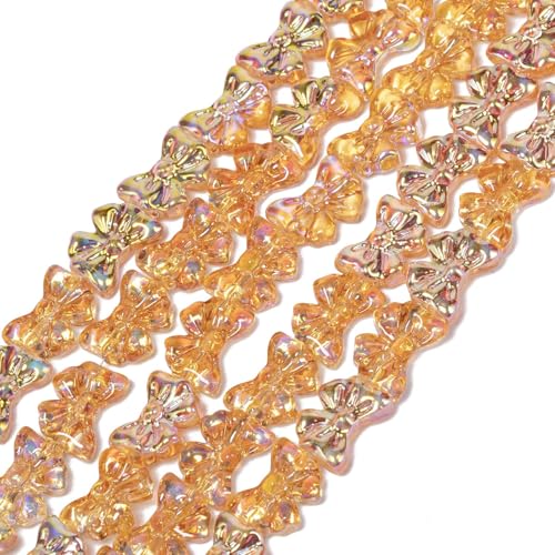 Song Xi 60pcs Orange Bowknot Glass Beads for Jewelry Making