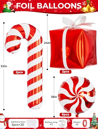 Christmas Balloon Garland Arch Kit - Red & White Holiday Party Decorations - 125 PCS