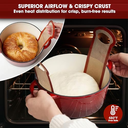 Sourdough Bread Sling Set - 2PCS Non-Stick Silicone Mat with Long Handles