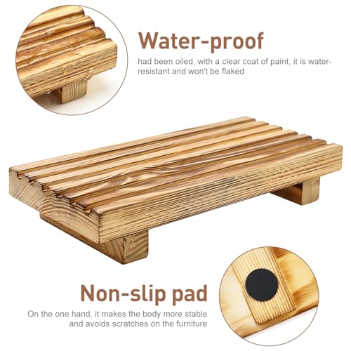 Renawe Small Wood Pedestal Stand, 8.7" Farmhouse Kitchen & Bathroom Tray