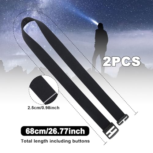2pcs Elastic Headlamp Strap, Headlamp Band Replacement Head Lamp Comfort Belt Headlamp Headband Holder Headlamp Accessories Compatible with Black Diamond, Petzl, Princeton Tec, Fenix, Streamlight
