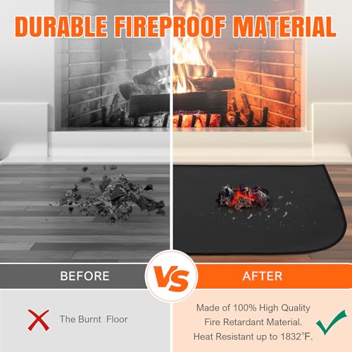 INNO STAGE 24x42 Inch Fireproof Fireplace Rug - Heat Resistant Hearth Mat