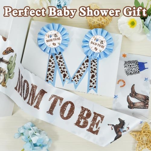 Cowboy Baby Shower Decorations Sash and Corsage Set