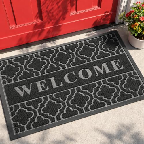 Yimobra Welcome Door Mat - 29.5x17in Non-Slip, Dirt Trapping Design