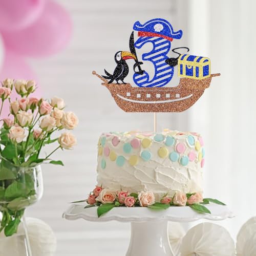 Pirate 3rd Birthday Cake Topper | Kids Party Decoration