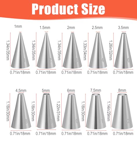 10-Piece Flower Piping Tips Set - Stainless Steel Cake Decorating Nozzles