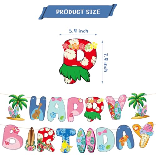 Hawaiian Birthday Banner - Tropical Luau Party Decor