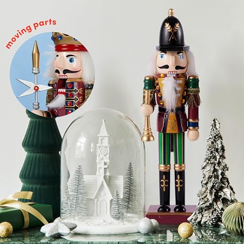 Christmas Nutcracker Set - King & Soldier Pikeman & Bugler Variation, Wooden Holiday Decor, Gift Box